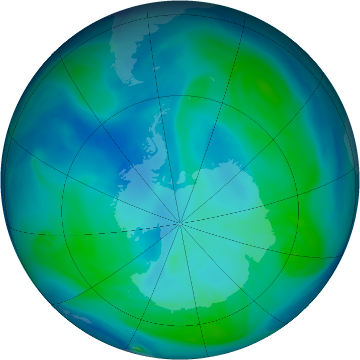 Antarctic ozone map for 21 January 2007